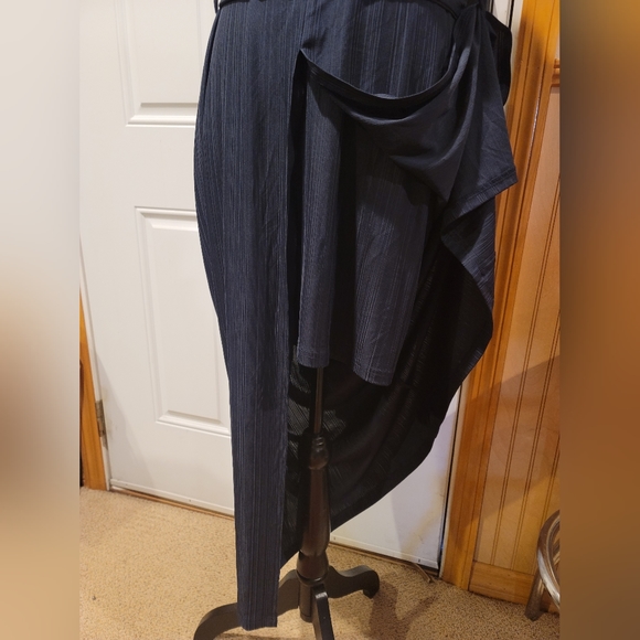 BLACK SWAN - Navy Women's Midi Skirted Dress with Hi Low Vibe - Sz Large - Picture 3 of 7